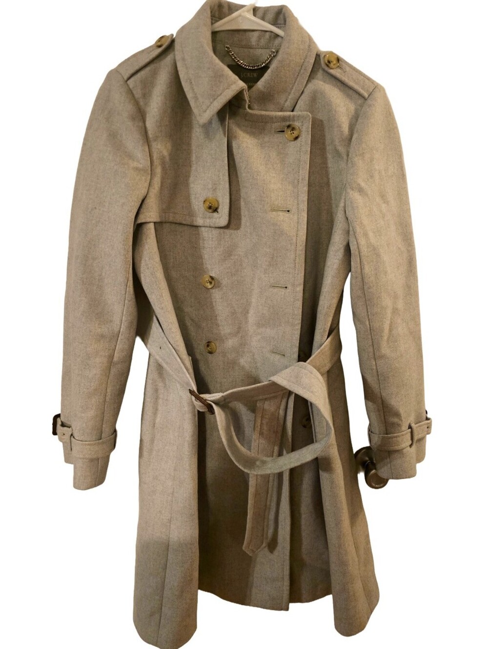 J.Crew Wool Cashmere Belted Trench Coat by Nello Gori - Gray - Size 8